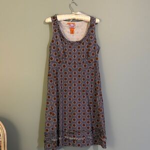 Tory Burch Women's Brown & Navy Geometric Print Sleeveless Dress